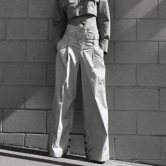 ZARA BELTED FULL-LENGTH PANTS WIDE LEG - Picture 3 of 12